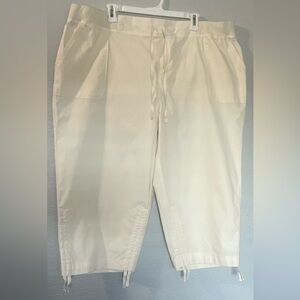 Kinesis Cream Crop Pants Drawstring Waist Tie Hem | Size 2X Never worn Capris